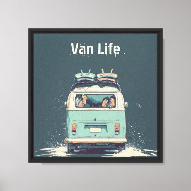 Toile Surf Van Splash – Rétro Camping-Car de Plage (Recto)