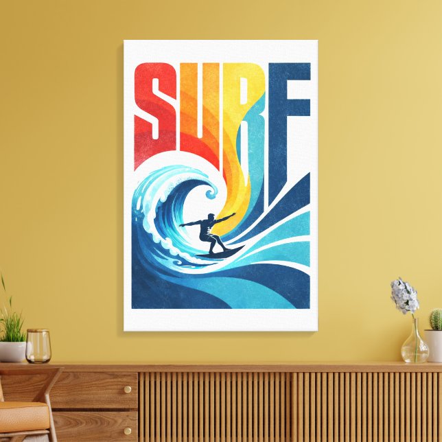 Toile SURF Wave Surfer – Art de style de vie Surf Rétro (Insitu(Salon))