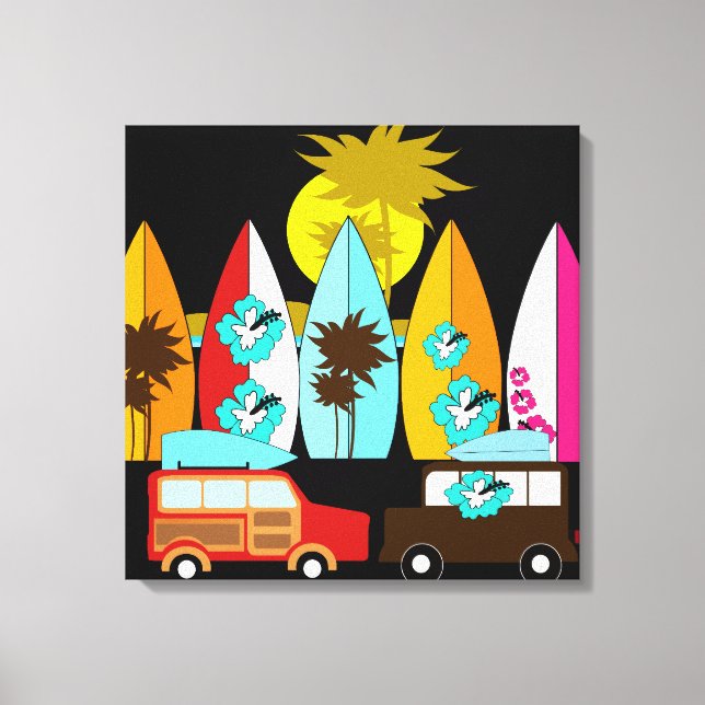 Toile Surfboards Beach Bum Surfing Hippie Vans (Recto)