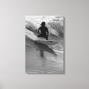Toile Surfer En Niveaux De Gris Des Vagues