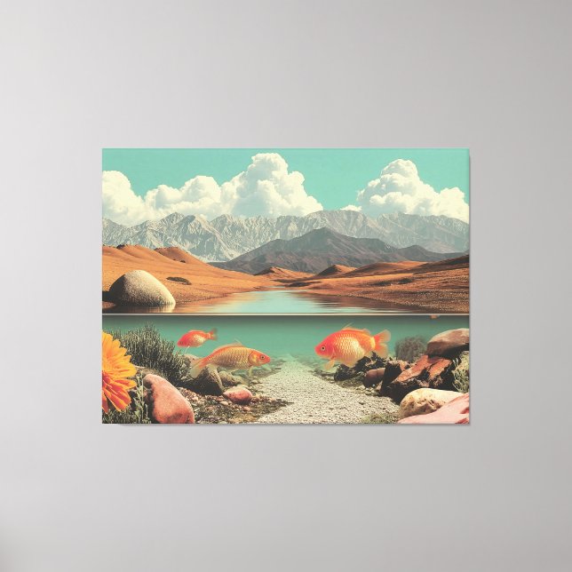 Toile Surreal Desert and Lake with Goldfish (Recto)