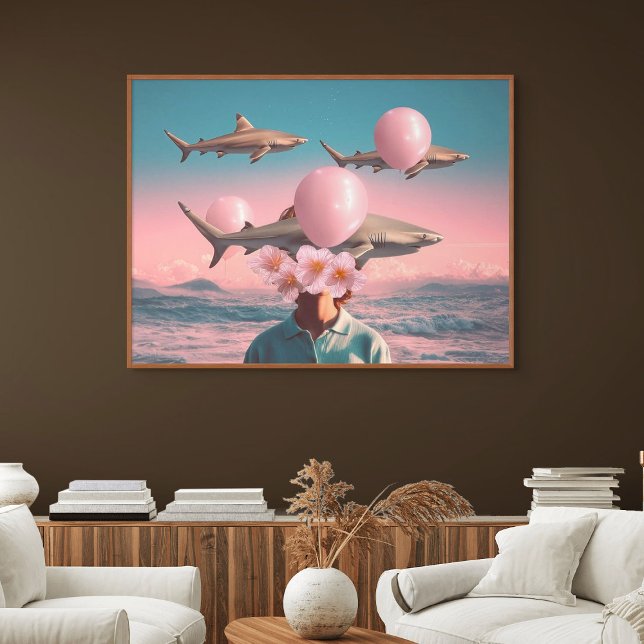 Toile Surreal Dreamscape with Sharks and Balloons (Surreal Dreamscape with Sharks and Balloons)