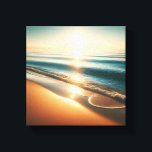 Toile Surreal Ethereal Seafoam on Pristine Beach<br><div class="desc">A mesmerizing and surreal digital artwork featuring thick, cloud-like white seafoam covering the shoreline in soft, pillowy textures. A single, glowing turquoise wave rolls in under a bright, hazy morning sky, creating a peaceful and otherworldly coastal atmosphere. Perfect for calming bedroom decor, modern minimalist spaces, or zen-inspired art collections.</div>