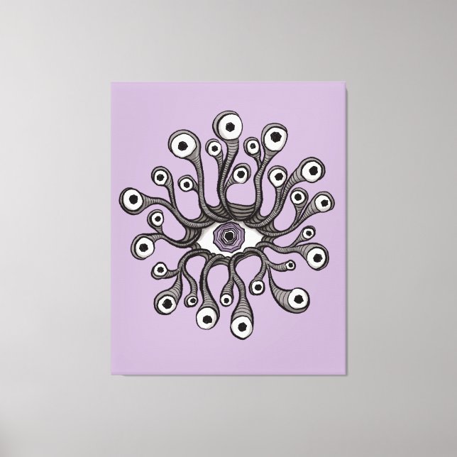 Toile Surreal Weirdcore Eye Tentacle Artwork - Violet (Recto)
