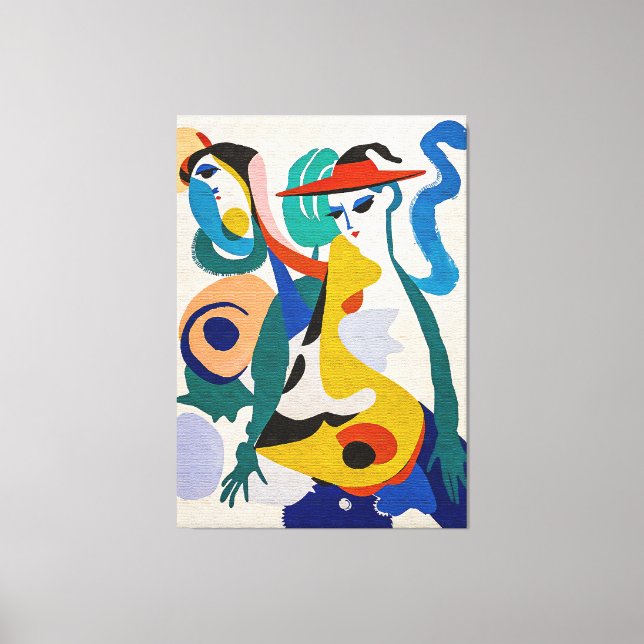 Toile Surréalisme vibrant figures cubistes Beaux-Arts (Recto)