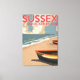 Toile Sussex, Angleterre Affiche de voyage Locomotive an
