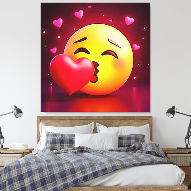 Toile Sweet Kiss Heart Emoji (Insitu(Chambre))