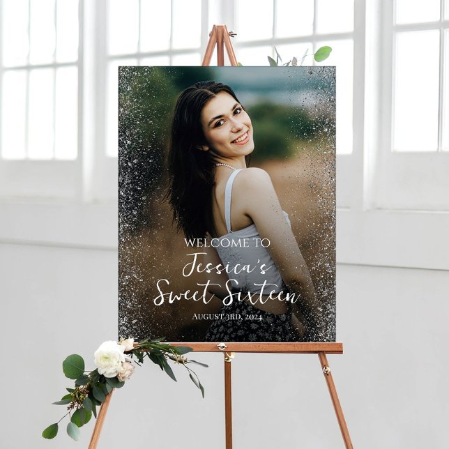 Toile Sweet sixteen fête signe d'accueil avec photo (Créateur téléchargé)