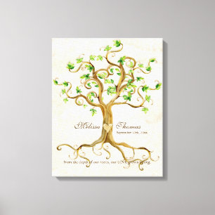 Toile Swirl Tree Roots Antiquité Crème Mariage Cadeau Ar