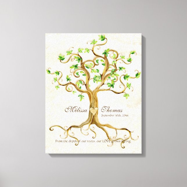 Toile Swirl Tree Roots Antiquité Crème Mariage Cadeau Ar (Recto)