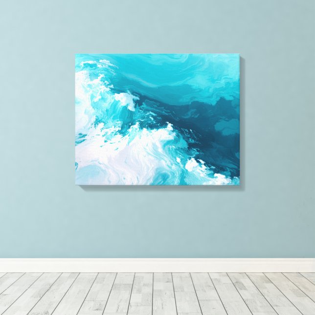 Toile Swirling Turquoise Waves Abstract Ocean Wave Art (Insitu (Plancher de Bois))