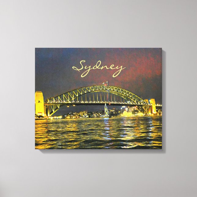 Toile Sydney par nuit Harbour Bridge Australie voyage (Recto)