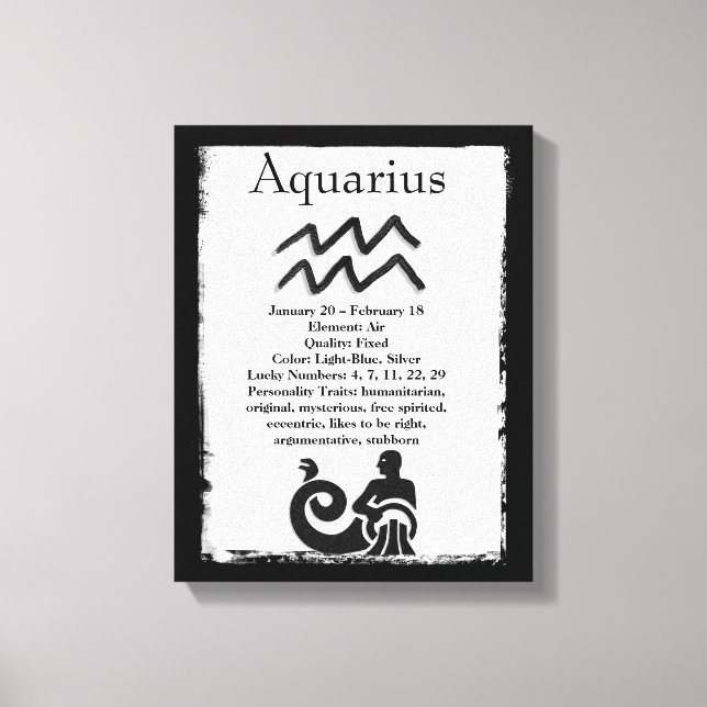 Toile SYMBOLE D'Astrologie Aquarius Horoscope Symbole Zo (Recto)