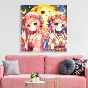 Toile SYMBOLE DE LA FEMME Anime Hippie Lune Filles Donne