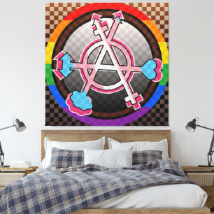 Toile Symbole de l'anarchie de genre, emblème sur damier