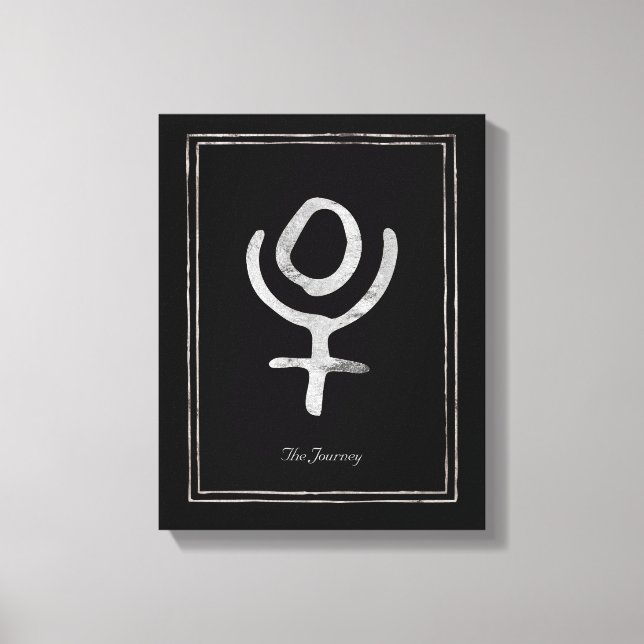 Toile Symbole de planète Pluto stylisée en argent martel (Recto)