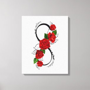 Toile Symbole d'infini avec les roses rouges