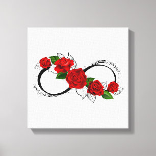 Toile Symbole d'infini avec les roses rouges