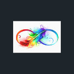 Toile Symbole d'infini avec plume arc-en-ciel<br><div class="desc">Symbole artistique à l'infini avec belle plume arc-en-ciel sur arrière - plan blanc. Style tatouage.</div>
