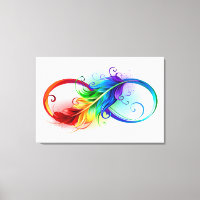 Symbole d'infini avec plume arc-en-ciel