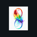 Toile Symbole d'infini avec plume arc-en-ciel<br><div class="desc">Symbole artistique à l'infini avec belle plume arc-en-ciel sur arrière - plan blanc. Style tatouage.</div>