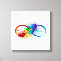 Symbole d'infini avec plume arc-en-ciel