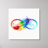 Symbole d'infini avec plume arc-en-ciel