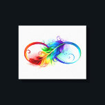 Toile Symbole d'infini avec plume arc-en-ciel<br><div class="desc">Symbole artistique à l'infini avec belle plume arc-en-ciel sur arrière - plan blanc. Style tatouage.</div>