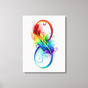 Toile Symbole d'infini avec plume arc-en-ciel