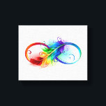 Toile Symbole d'infini avec plume arc-en-ciel<br><div class="desc">Symbole artistique à l'infini avec belle plume arc-en-ciel sur arrière - plan blanc. Style tatouage.</div>