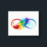 Toile Symbole d'infini avec plume arc-en-ciel<br><div class="desc">Symbole artistique à l'infini avec belle plume arc-en-ciel sur arrière - plan blanc. Style tatouage.</div>