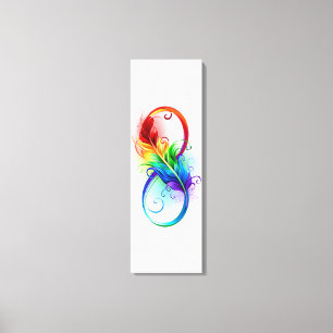 Toile Symbole d'infini avec plume arc-en-ciel
