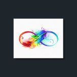 Toile Symbole d'infini avec plume arc-en-ciel<br><div class="desc">Symbole artistique à l'infini avec belle plume arc-en-ciel sur arrière - plan blanc. Style tatouage.</div>