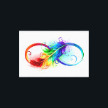 Toile Symbole d'infini avec plume arc-en-ciel<br><div class="desc">Symbole artistique à l'infini avec belle plume arc-en-ciel sur arrière - plan blanc. Style tatouage.</div>