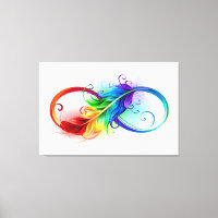 Symbole d'infini avec plume arc-en-ciel