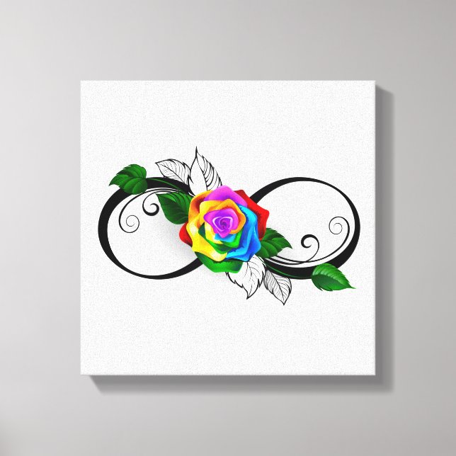 Toile Symbole d'infini avec Rose arc-en-ciel (Recto)