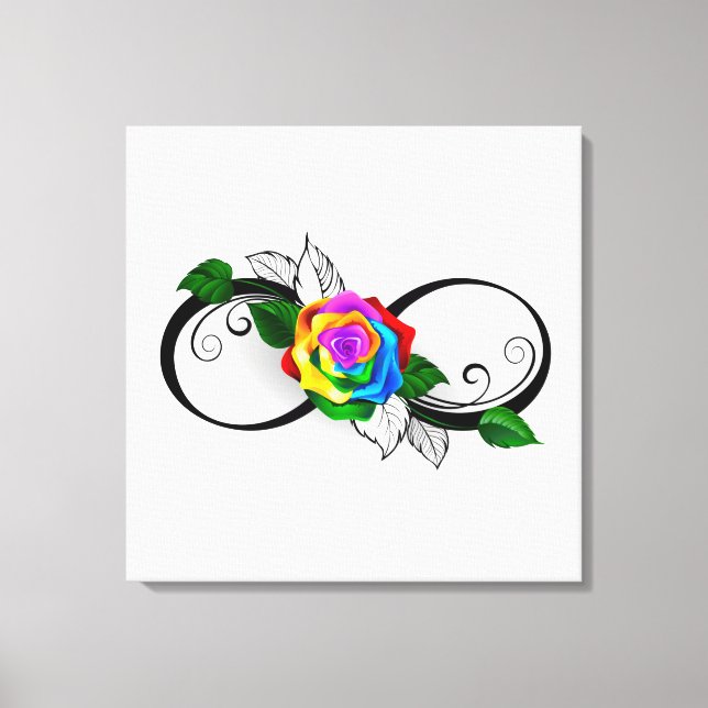Toile Symbole d'infini avec Rose arc-en-ciel (Recto)