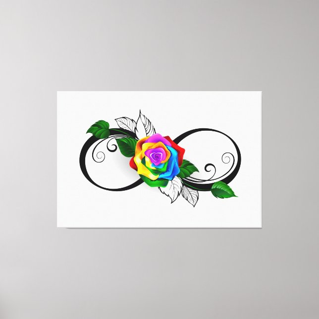 Toile Symbole d'infini avec Rose arc-en-ciel (Recto)