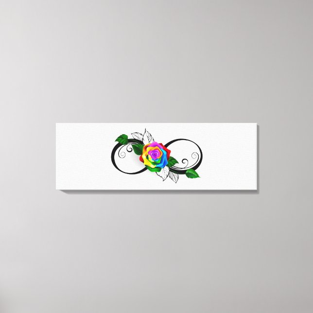 Toile Symbole d'infini avec rose arc-en-ciel (Recto)