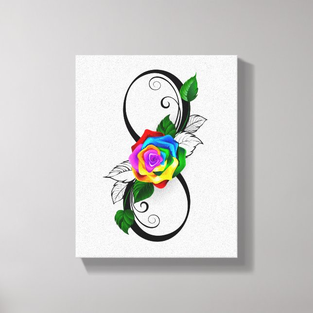 Toile Symbole d'infini avec Rose arc-en-ciel (Recto)