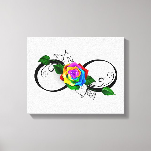 Toile Symbole d'infini avec Rose arc-en-ciel (Recto)