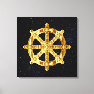 Toile Symbole d'or de bouddhisme et d'hindouisme de roue