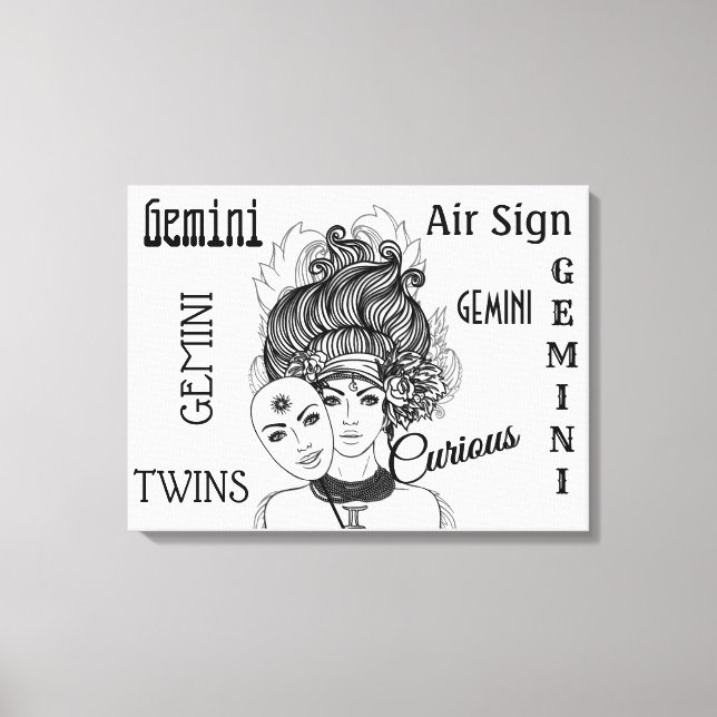 Toile Symbole et signe du zodiaque Gémeaux (Recto)