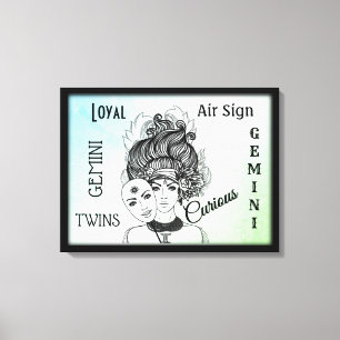 Toile Symbole et signe du zodiaque Gémeaux encadrés