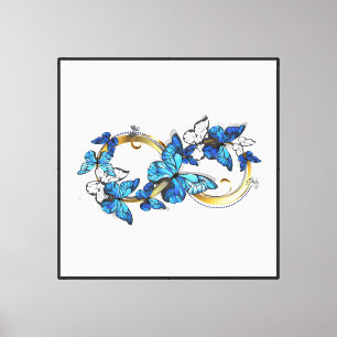 Toile Symbole infini de papillons Morpho bleus