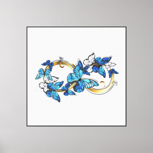 Toile Symbole infini de papillons Morpho bleus (Recto)