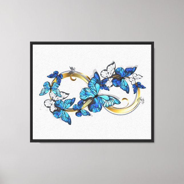 Toile Symbole infini de papillons Morpho bleus (Recto)