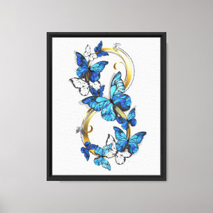 Toile Symbole infini de papillons Morpho bleus