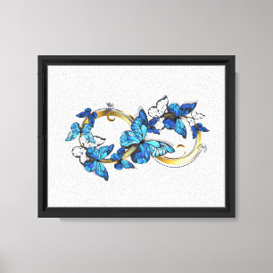 Toile Symbole infini de papillons Morpho bleus
