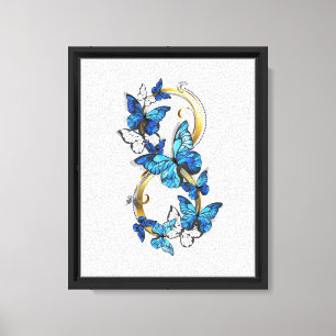 Toile Symbole infini de papillons Morpho bleus
